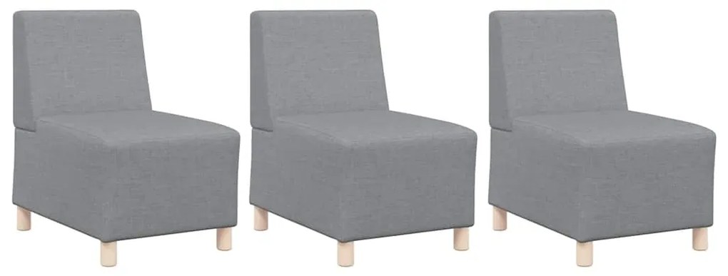 Cadeira de Sofá Cinza Claro 55 cm em Tecido 3 pcs