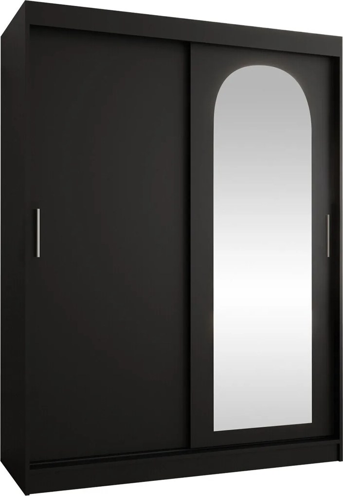 Roupeiro Hartford 502, Preto, 200x150x62cm, 125 kg, Portas para roupeiro: Deslizante, Número de prateleiras: 5, Número de prateleiras: 5