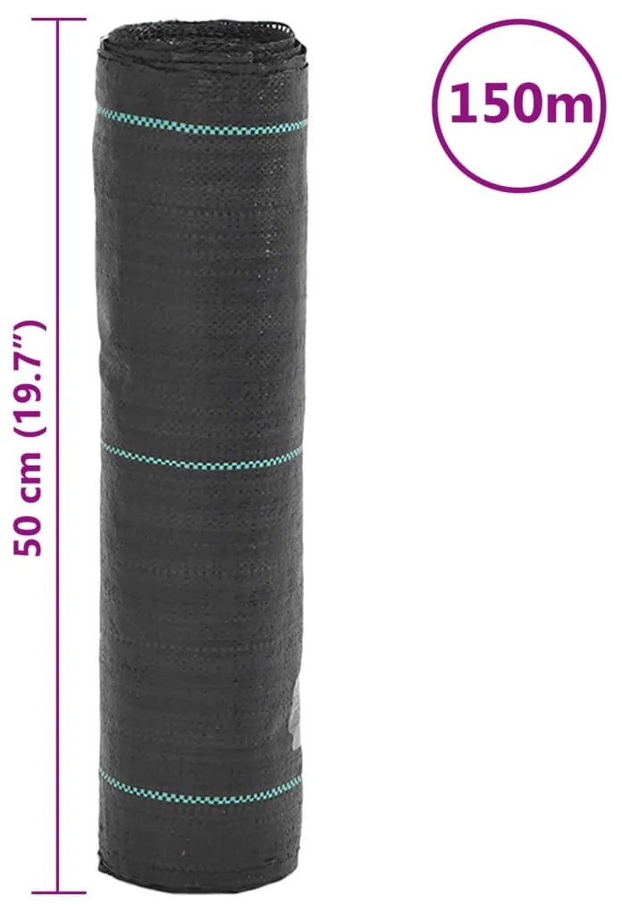 Tela para ervas daninhas 0,5x150 m PP preto