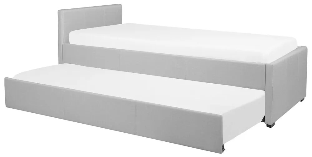 Cama dupla em tecido cinzento claro 90 x 200 cm MARMANDE Beliani