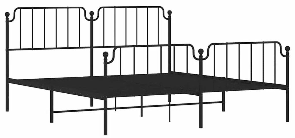 Estrutura de cama com cabeceira e pés 183x213 cm metal preto