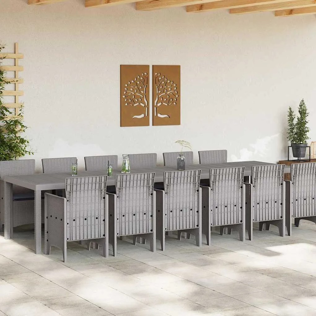 Conjunto de Jantar de Jardim 13 pcs Cinzento-claro 12 Lugares