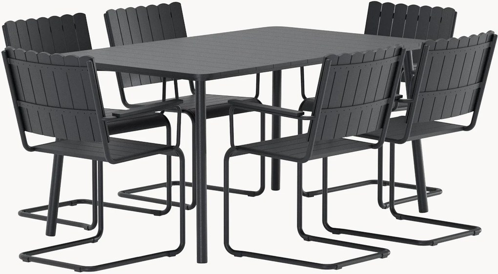 Conjunto de jantar para jardim Holmsund, conjunto de 7