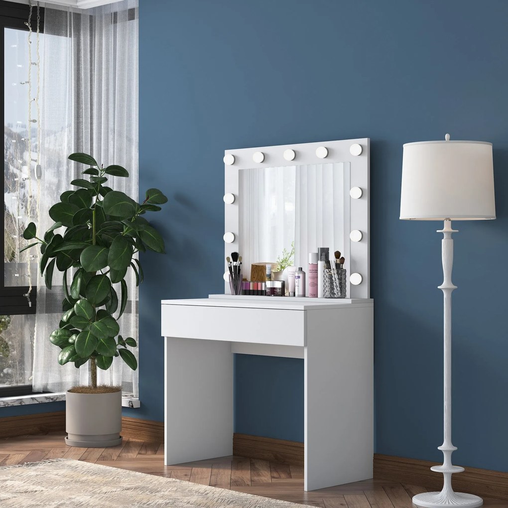 Mesa de Maquilhagem BJ120 – Branco – 90 cm x 76,8 cm x 45 cm
