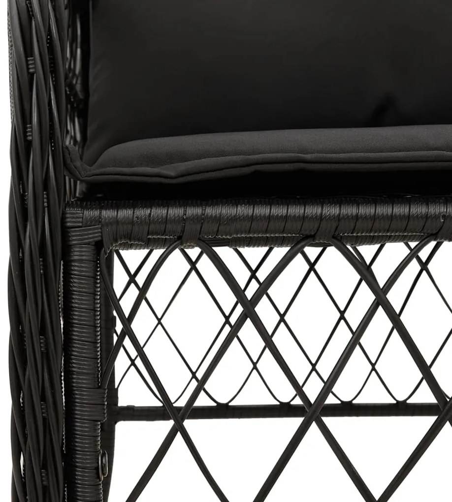 3 pcs conjunto de bistrô com almofadões vime PE preto