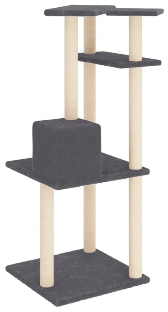 Árvore p/ gatos c/ postes arranhadores sisal 123cm cinza-escuro