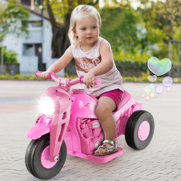 Mota elétrica infantil com farol LED Função Bolhas 30kg Rosa