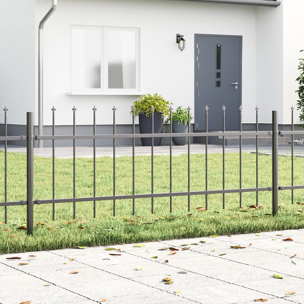 Cerca de Jardim vidaXL com Topo de Lança Cinza 15,3x0,6 m em Aço