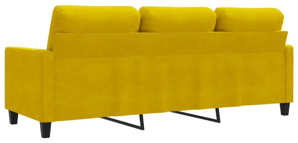 Sofá de 3 lugares 180 cm veludo amarelo