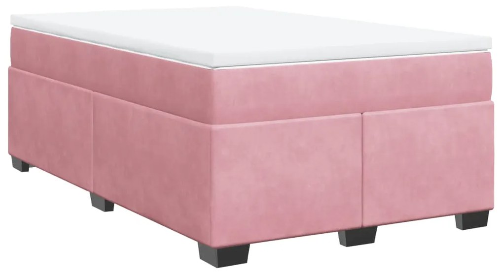 Cama boxspring com colchão 120x200 cm veludo rosa