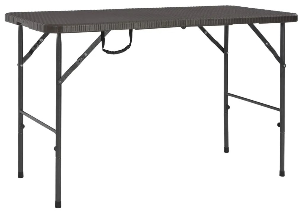 44553 vidaXL Mesa jardim dobrável 120x60x74cm PEAD castanho c/ aspeto vime