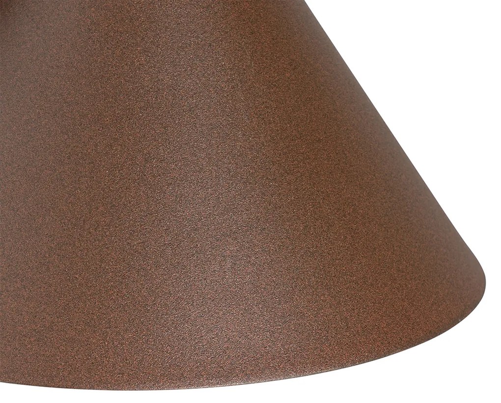 Candeeiro de parede exterior industrial castanho ferrugem cone IP44 - Natas Industrial