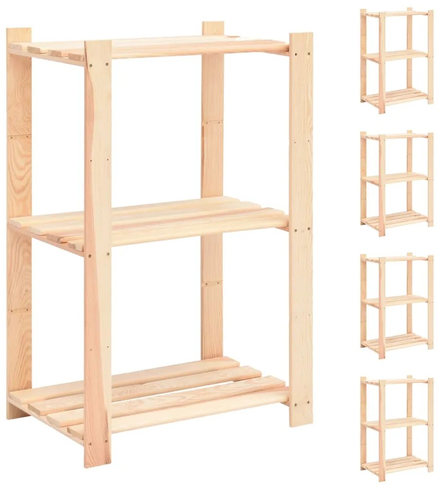 vidaXL 5 unidades arrumação 3 prateleiras 60x38x90cm pinho 150 kg