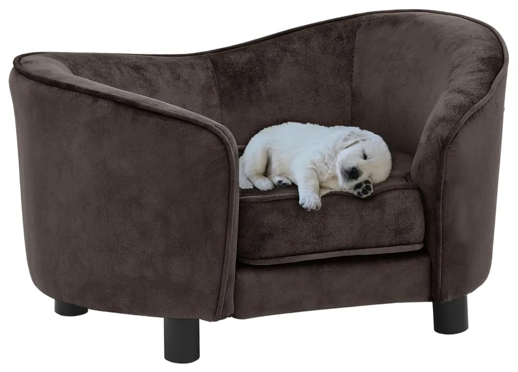 vidaXL Sofá para cães 69x49x40 cm pelúcia castanho