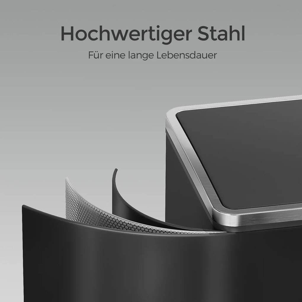 Caixote do lixo com 2 compartimentos 59 x 36,5 x 65,2 cm preto