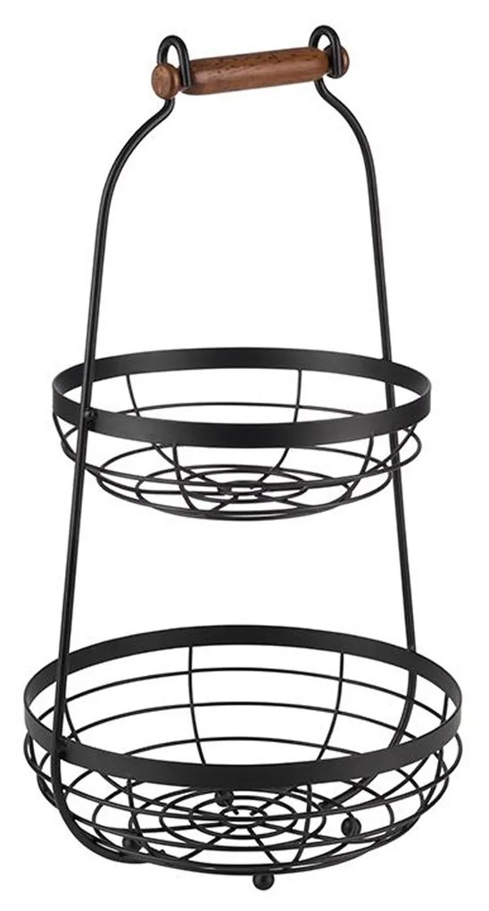 Fruteira Metal 2 Andares Preto 26X48cm
