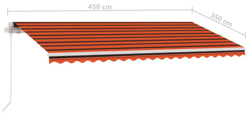 Toldo retrátil manual com LED 450x350 cm laranja e castanho