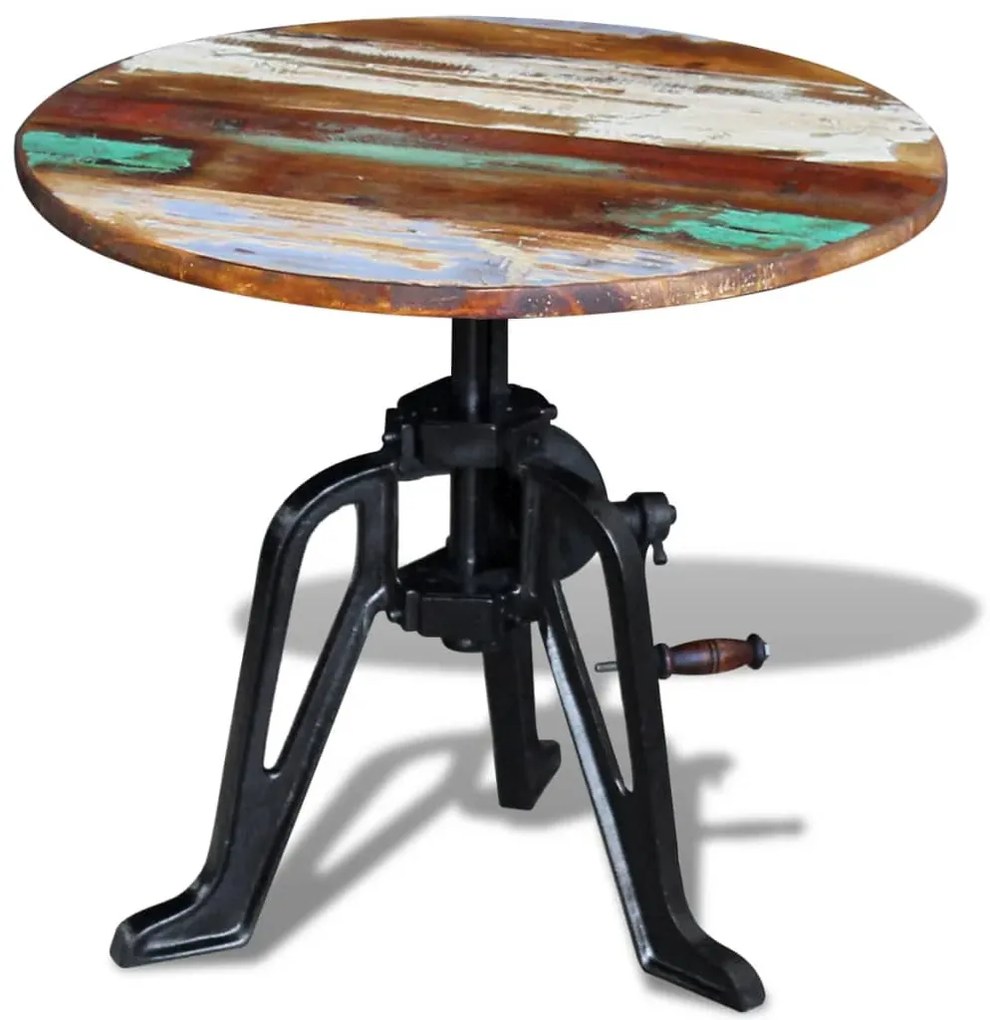 vidaXL Mesa apoio 60x(42-63)cm madeira reciclada sólida ferro fundido