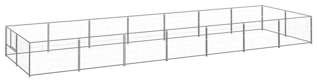vidaXL Canil para cães 14 m² aço prateado