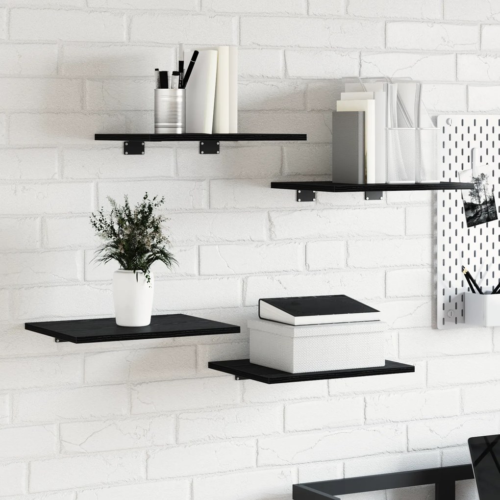 Prateleiras 4 pcs Carvalho Preto 40x30x1,5 cm Madeira Engenharia