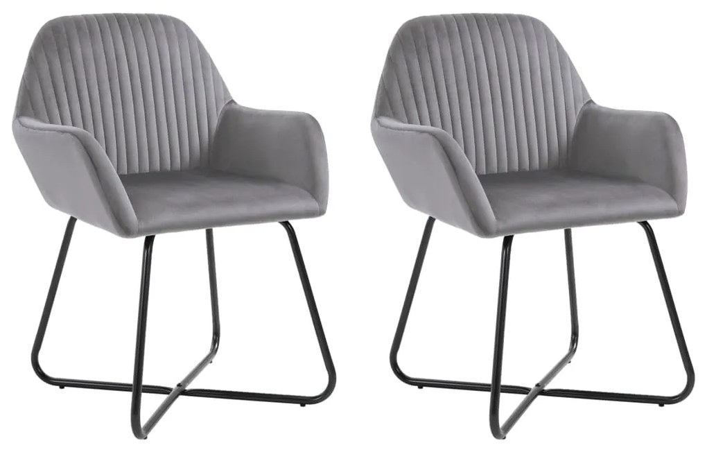 vidaXL Cadeiras de jantar 2 pcs veludo cinzento