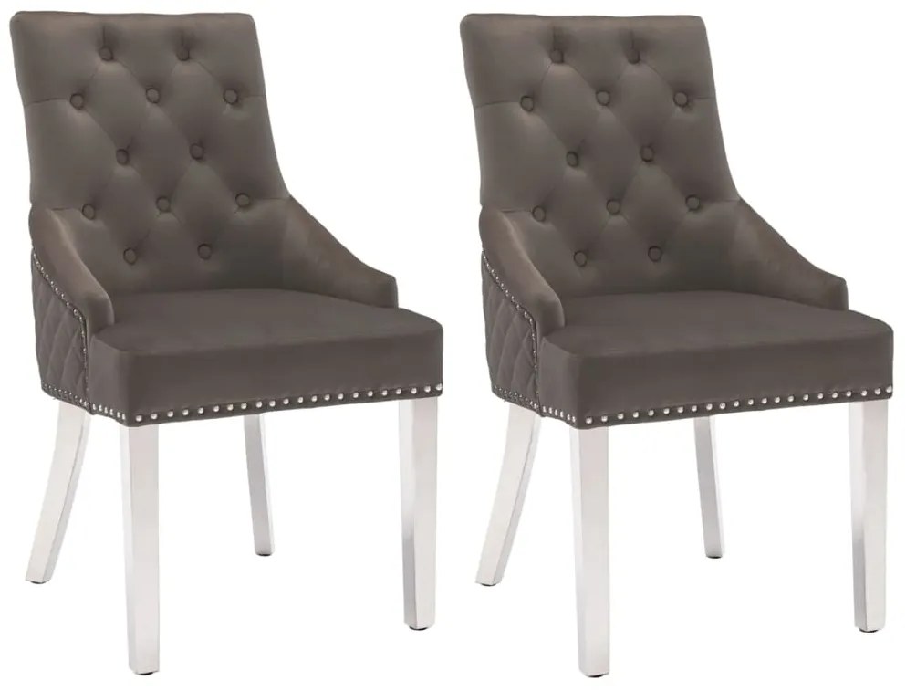 vidaXL Cadeiras de jantar 2 pcs veludo cinzento-escuro