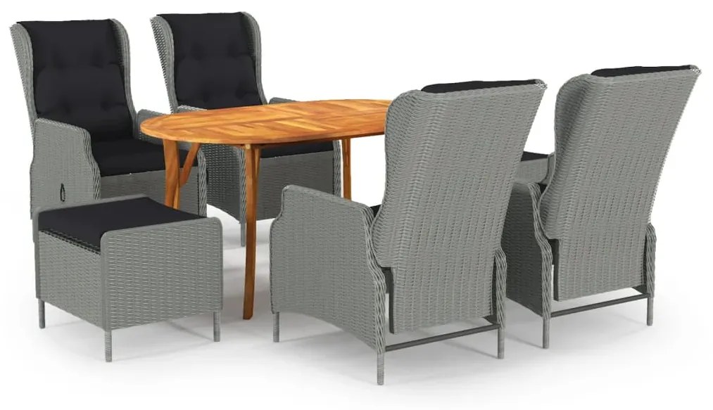 vidaXL 7 pcs conjunto de jantar para jardim cinzento-claro