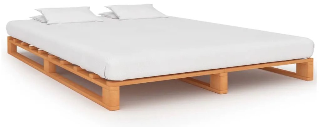 Estrutura de cama em paletes pinho maciço 160x200 cm castanho