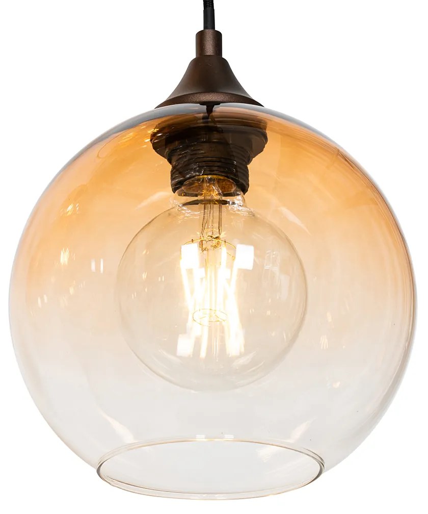 LED Candeeiro suspenso inteligente bronze escuro com vidro âmbar 8 luzes incluindo 8 Wifi G95 - Sandra