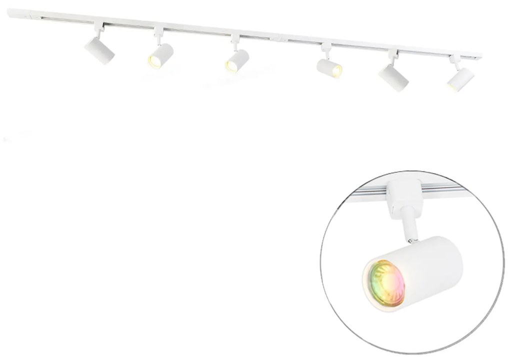 Sistema de iluminação de trilho inteligente com 6 focos brancos monofásicos 200cm - Iconic Jeana