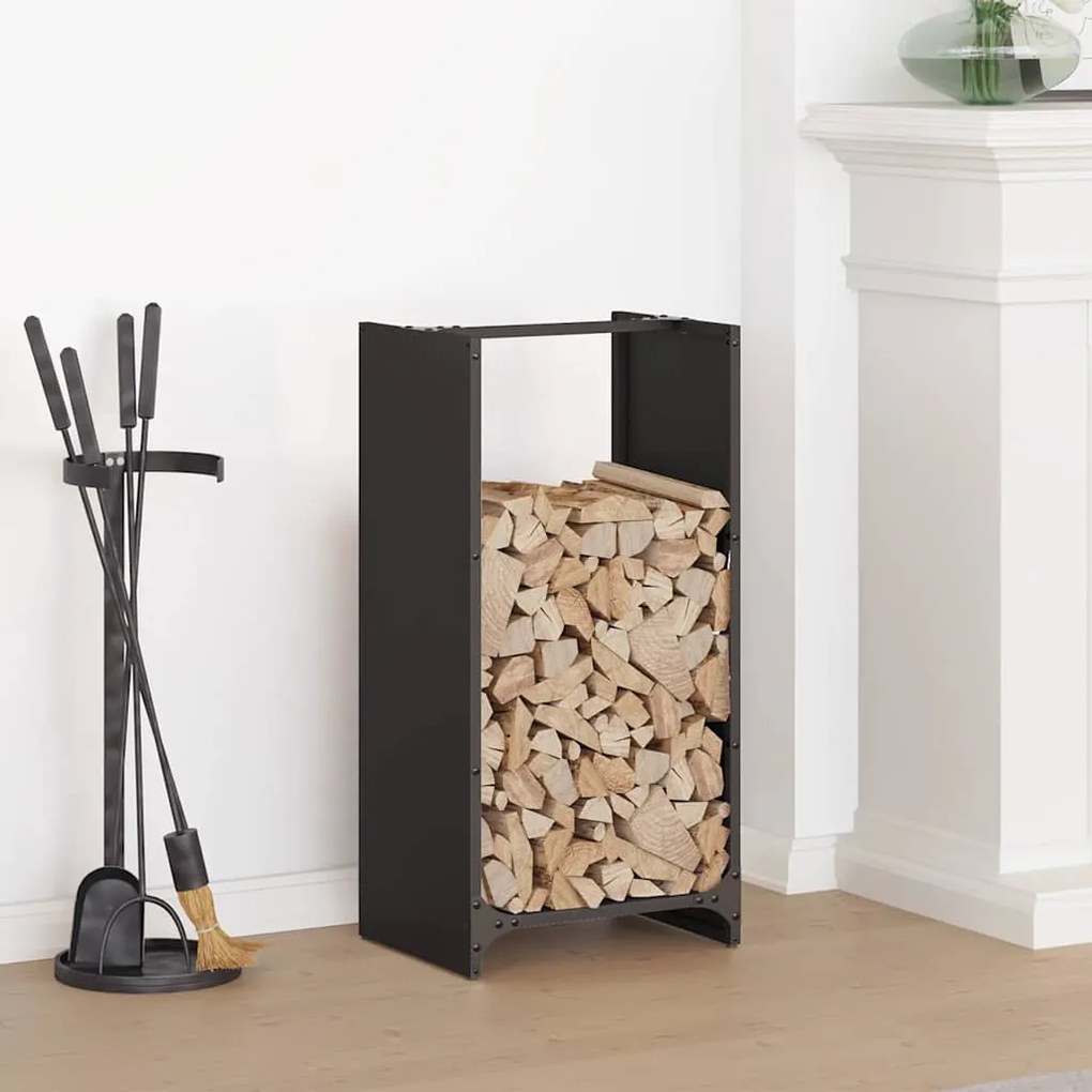 vidaXL Suporte para lenha 40x30x80 cm aço laminado a frio preto
