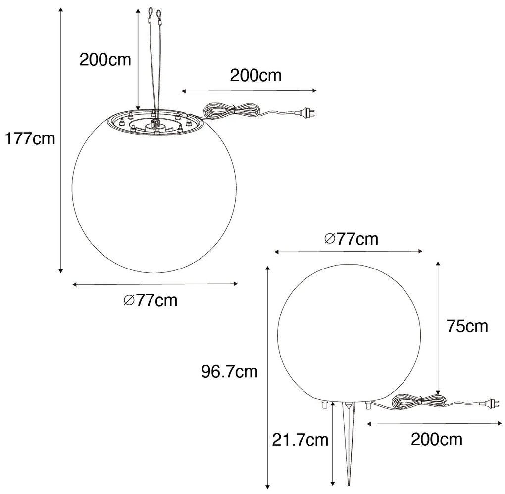 Candeeiro de exterior inteligente branco 77 cm IP65 incl LED - Nura Moderno