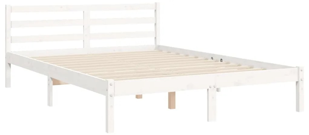 Estrutura de cama com cabeceira 140x200cm madeira maciça branco