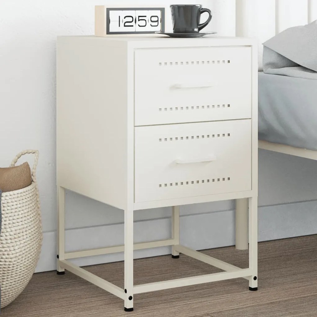 vidaXL Mesa de cabeceira 36x39x60,5 cm aço branco