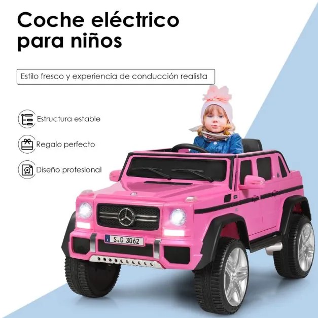 Carro elétrico Mercedes Benz Maybach para crianças de 3 a 8 anos de idade bateria 12V Jeep com controlo parental 2 portas Rosa