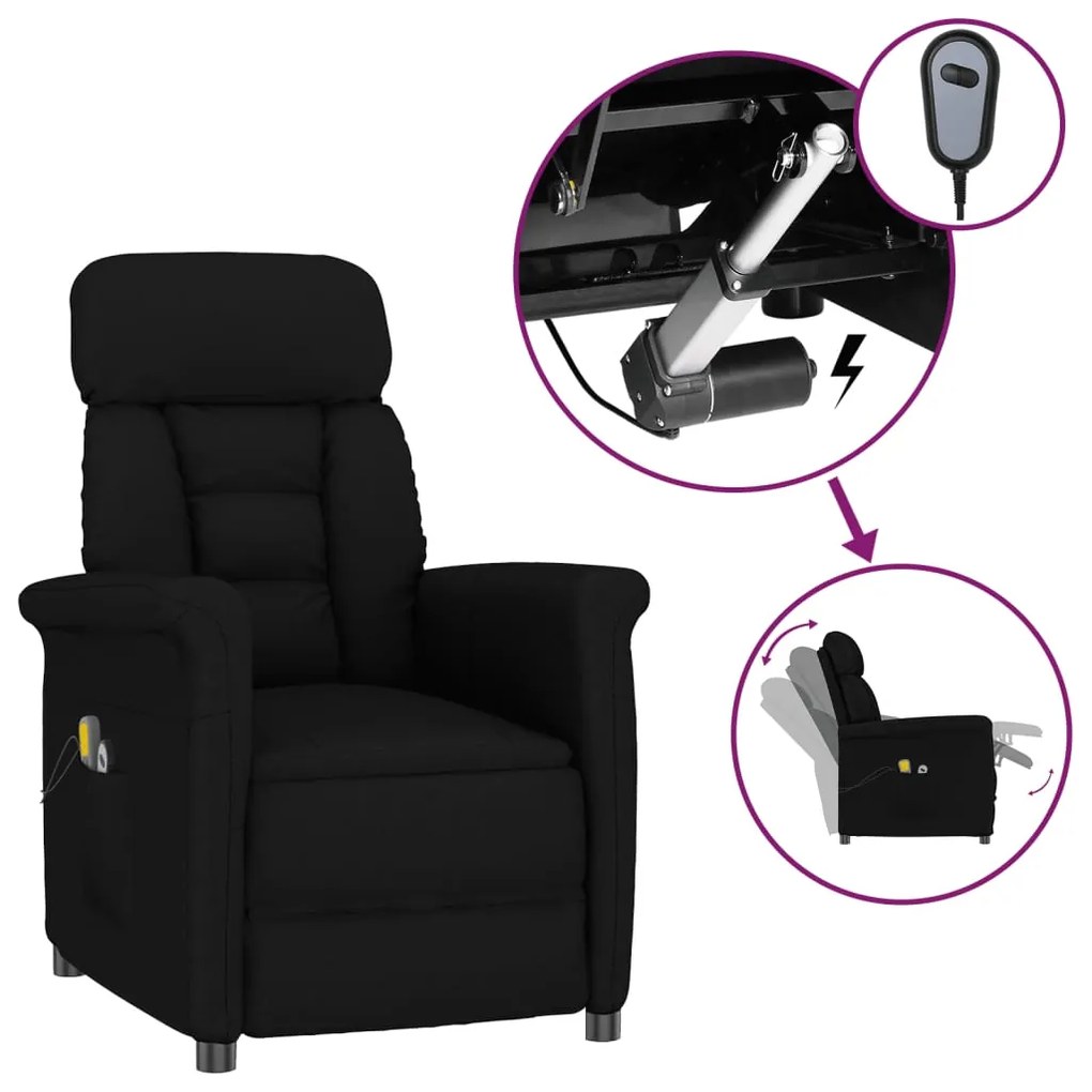 Poltrona de massagens reclinável elétrica camurça preto