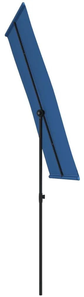 Guarda-sol de jardim com poste alumínio 180x110 cm azul-ciano