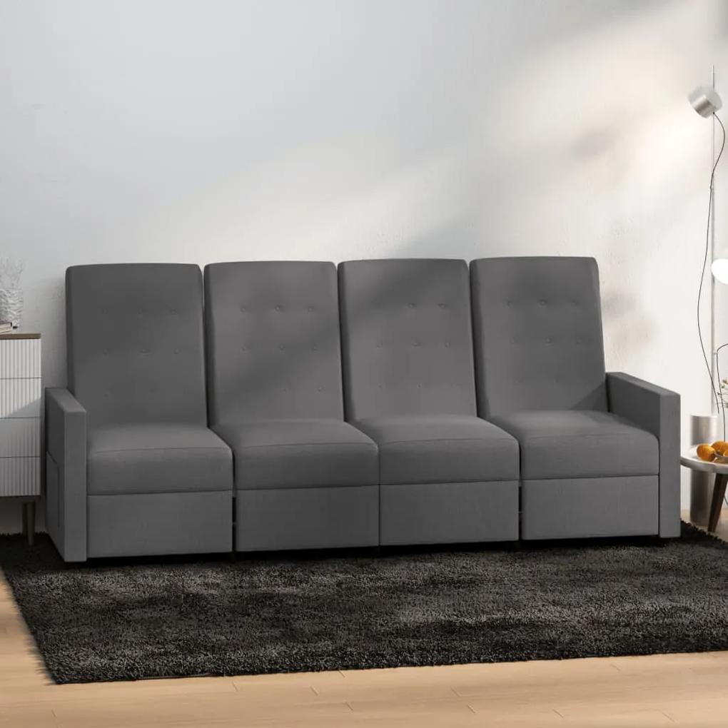Sofá reclinável de 4 lugares tecido cinzento-claro