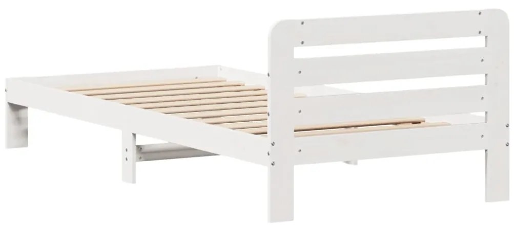 Cama sem colchão 90x200 cm madeira de pinho maciça branco