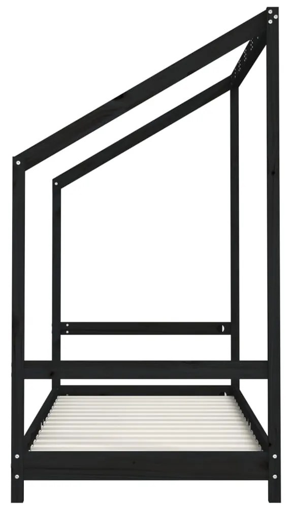 Estrutura de cama infantil 80x200 cm pinho maciço preto