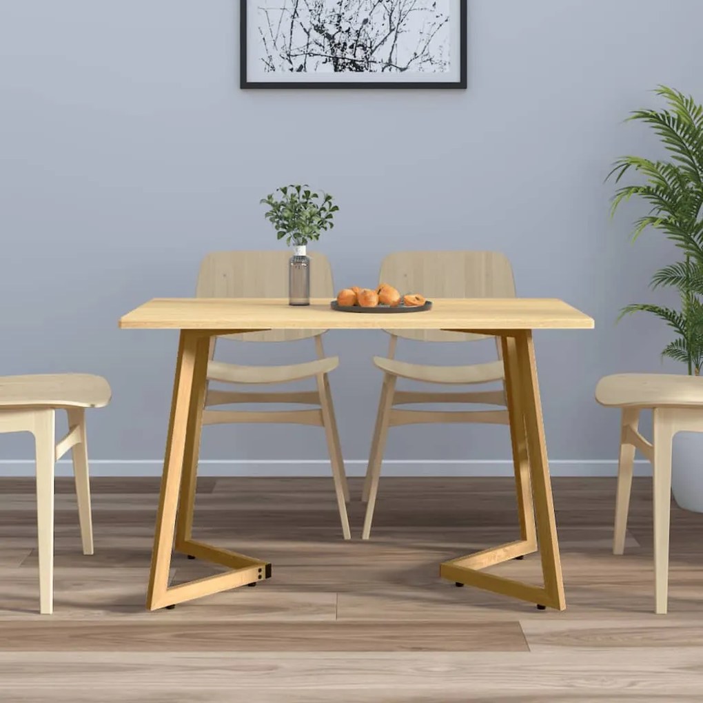 vidaXL Mesa de jantar 120x60x74 cm MDF e ferro castanho-claro