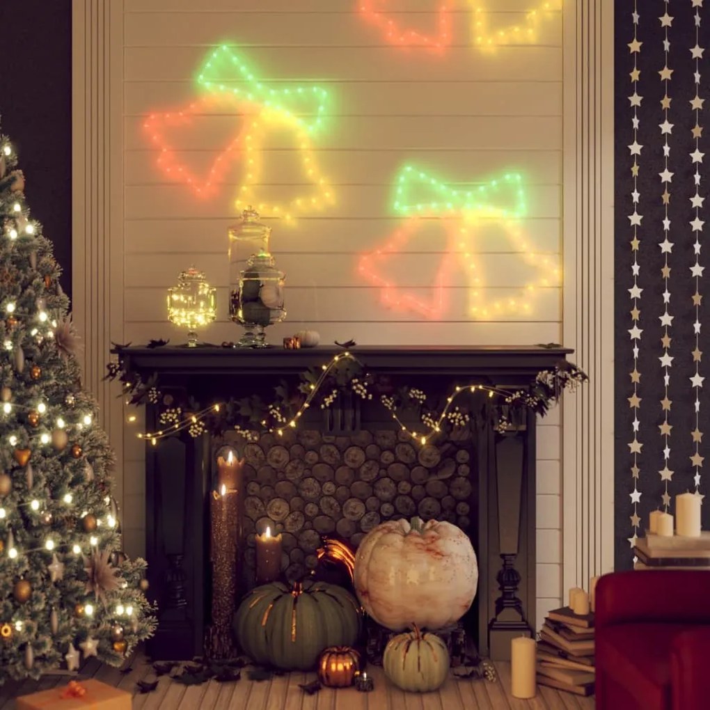 3154279 vidaXL Figuras de sinos de Natal com 72 luzes LED 2 pcs 50x56 cm