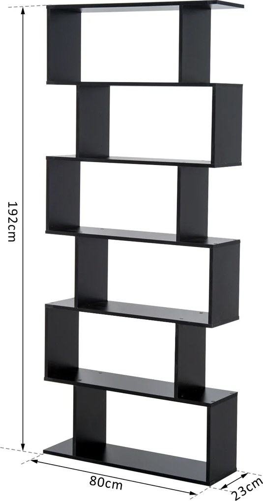 Estante Alto Livraría de 6 Estantes  para Sala de Jantar Desenho Moderno 80x23x192cm Preto