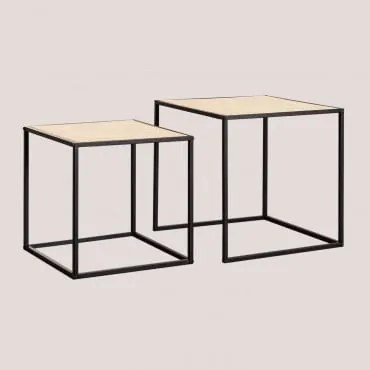 Mesas Auxiliares Ninho Quadradas Em Rattan Daek Preto - Sklum