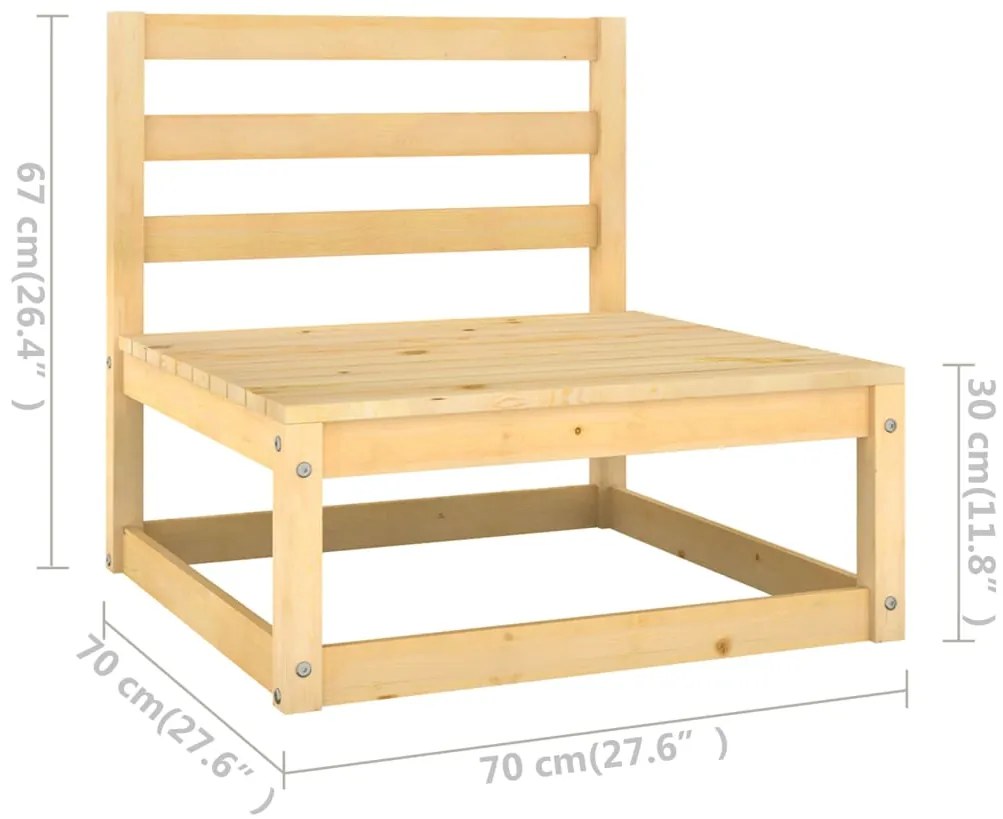 11 pcs conjunto lounge de jardim c/ almofadões pinho maciço