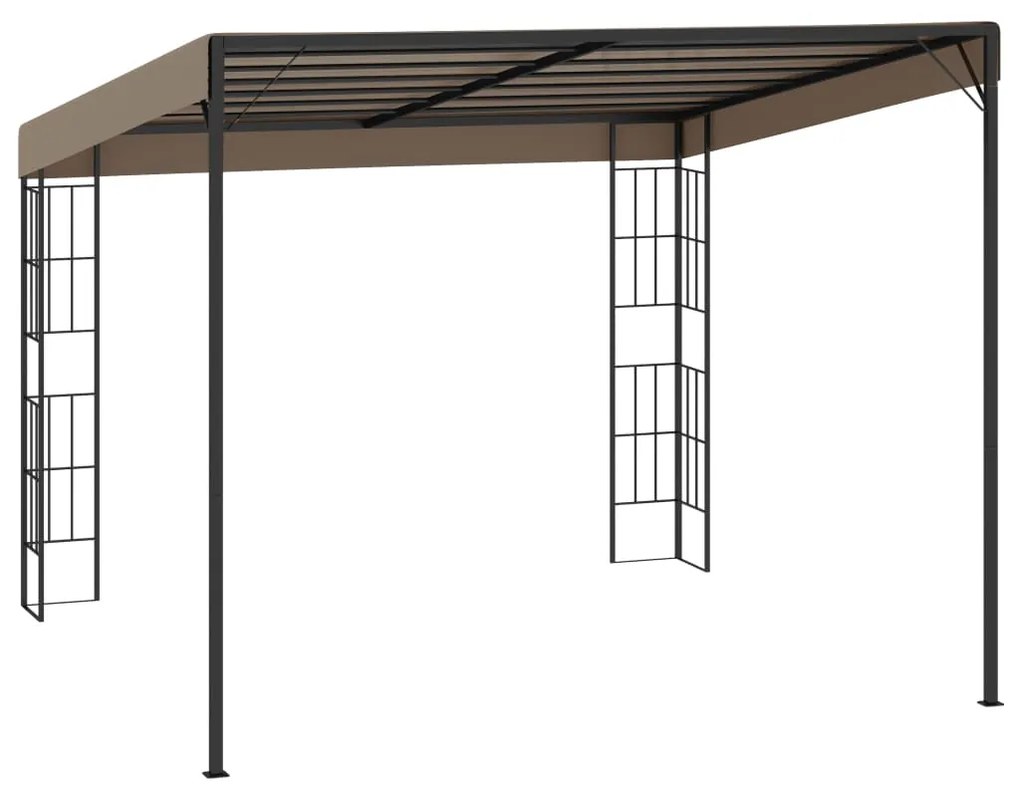 Gazebo de montagem na parede 3x3 m tecido cinzento-acastanhado