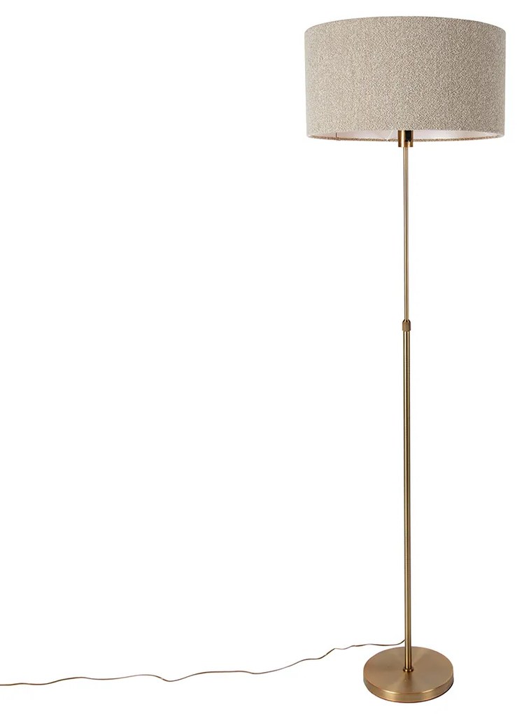 Candeeiro de pé ajustável bronze com abajur Boucle bege 50 cm - Parte Design