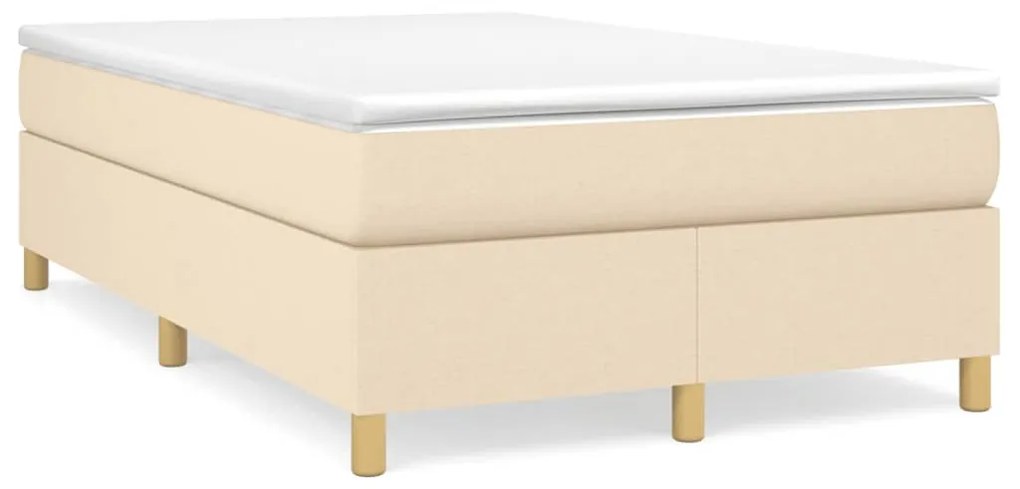 vidaXL Cama boxspring com colchão 120x190 cm tecido cor creme