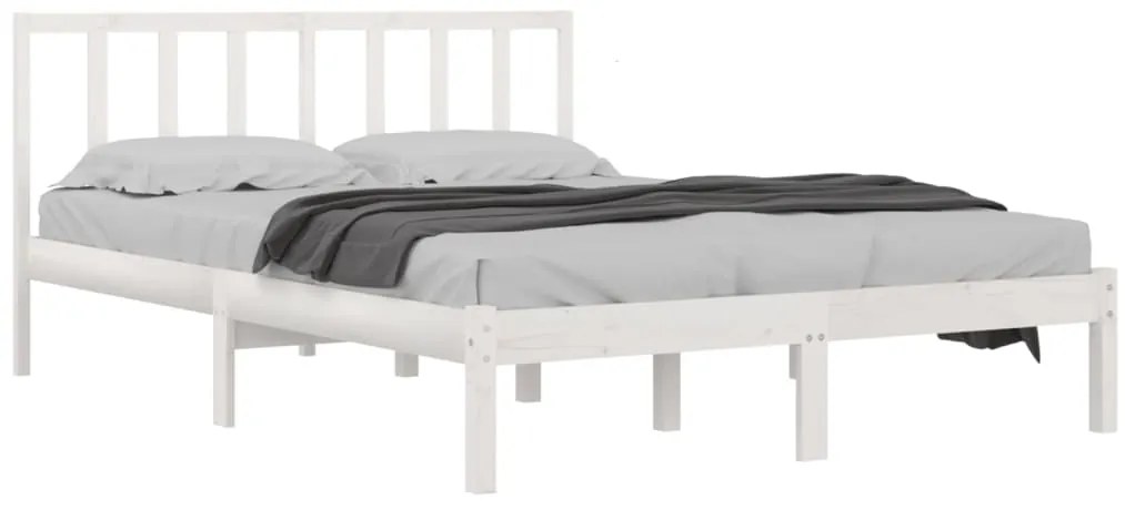 Estrutura de cama pequena casal 120x190 cm pinho maciço branco