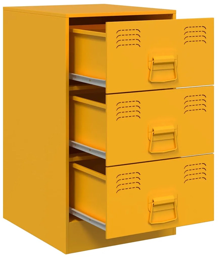 Mesas de cabeceira 2 pcs 34,5x39x62 cm aço amarelo mostarda
